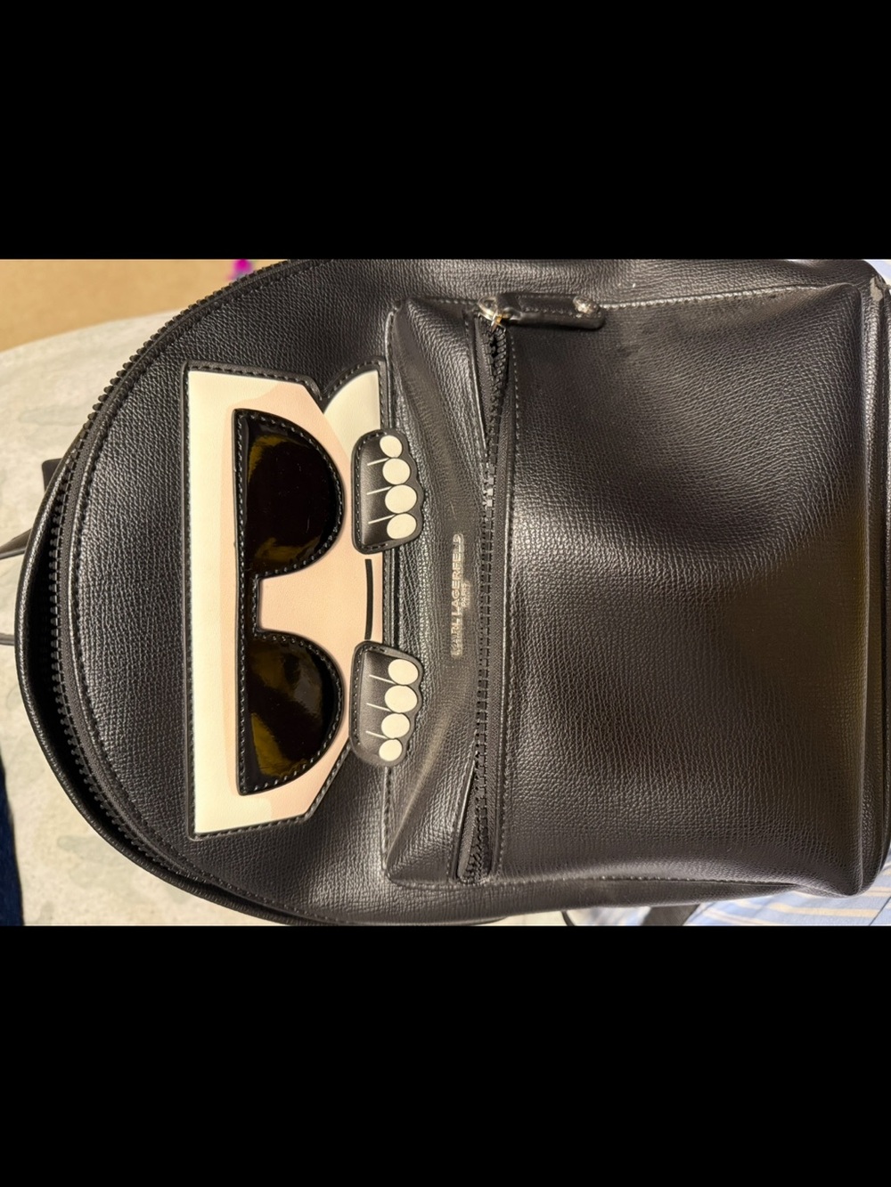 Black Women's Faux Leather MINI Backpack with Sunglass Appliqué